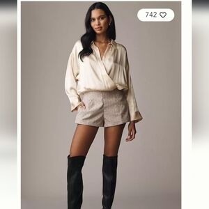 Maeve Long Sleeve Satin Twofer Romper